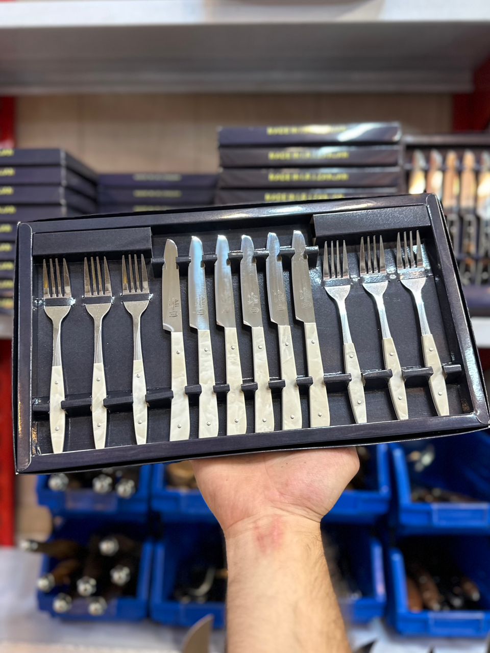 کارد و چنگال استیل صادقی دسته سفید